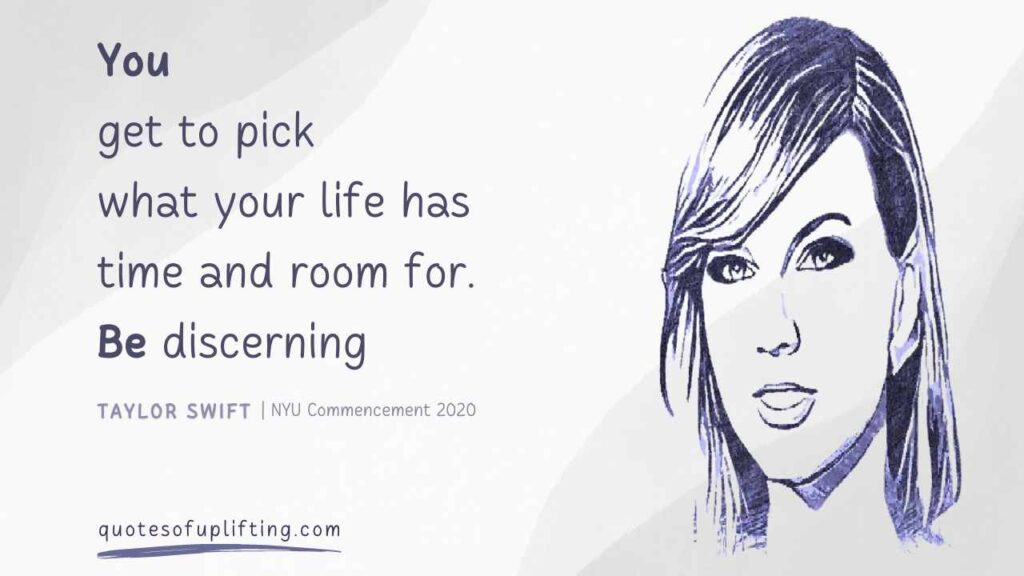 Taylor Swift Cartoon with short inspirational advice from her commencement speech at NYU